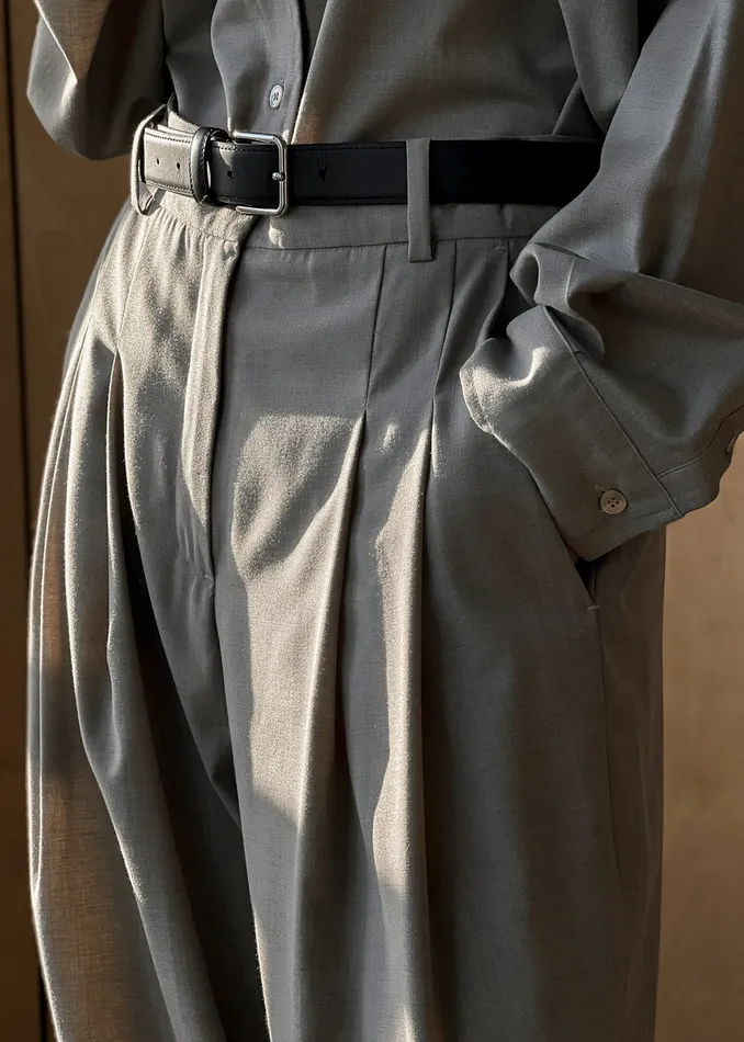 The Frankie Shop Bottoms Gelso Pleated Trousers 8211 Light Taupe Melange 8211 Women