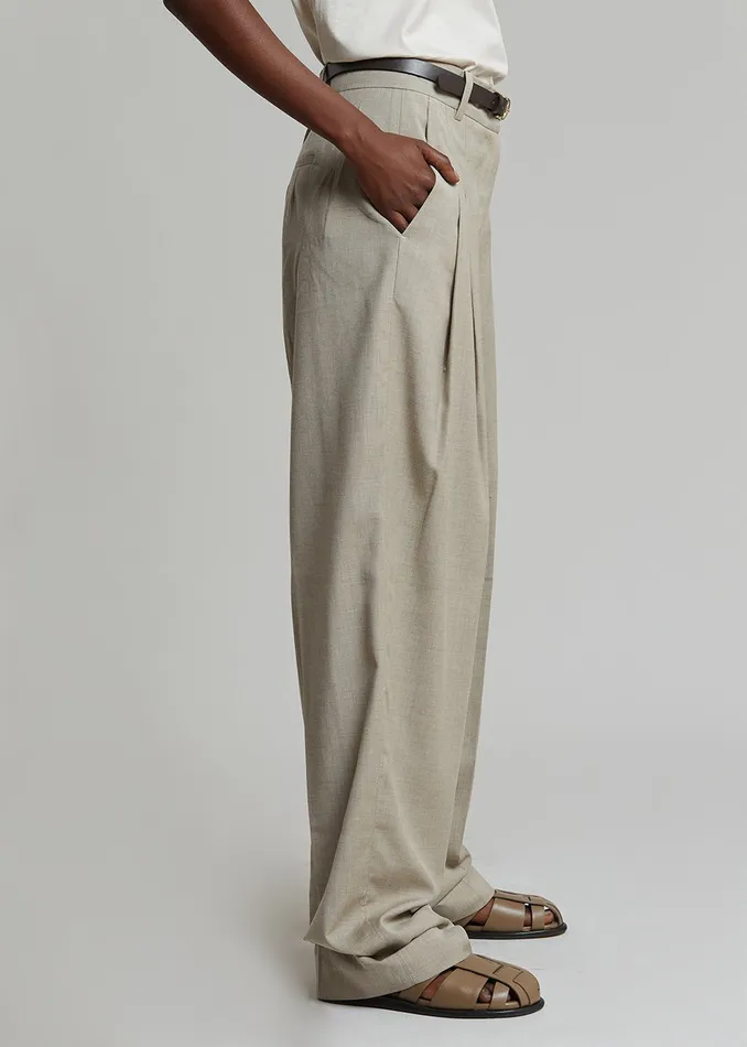 The Frankie Shop Bottoms Gelso Pleated Trousers 8211 Light Taupe Melange 8211 Women