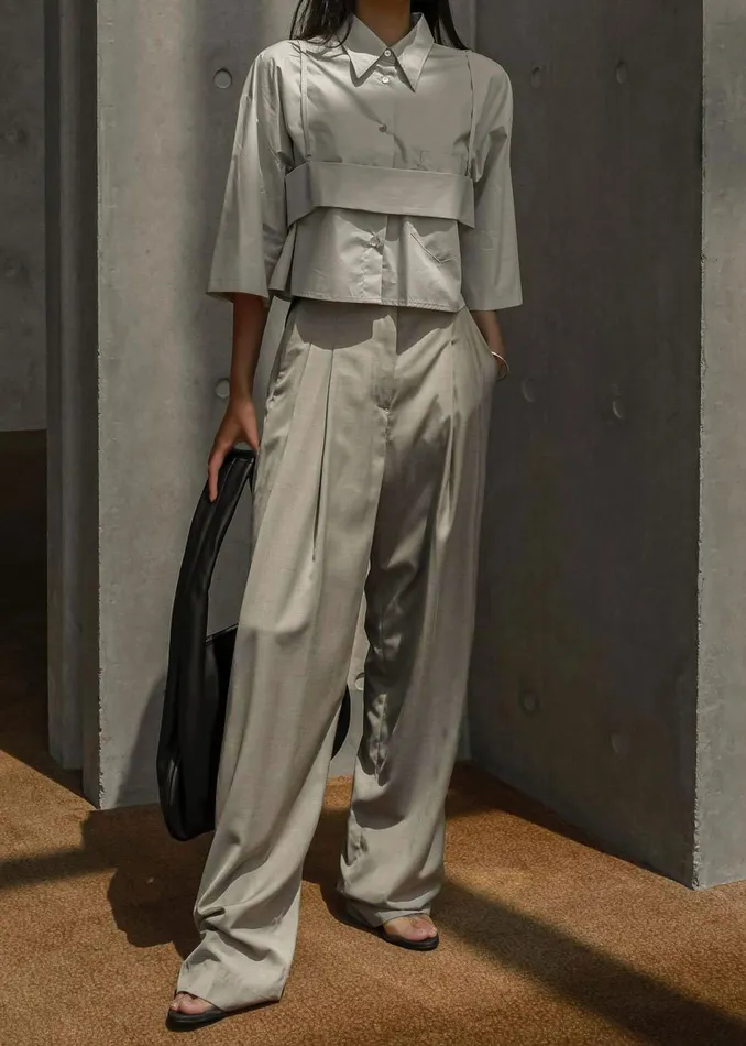 The Frankie Shop Bottoms Gelso Pleated Trousers 8211 Light Taupe Melange 8211 Women