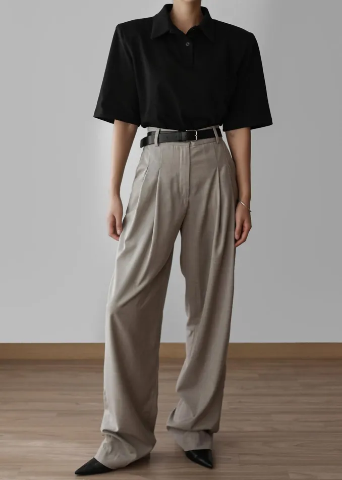 The Frankie Shop Bottoms Gelso Pleated Trousers 8211 Light Taupe Melange 8211 Women