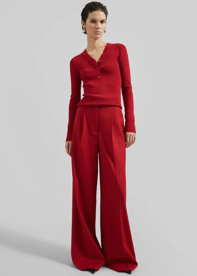 The Frankie Shop Bottoms Kamila Wide Leg Trousers 8211 Red 8211 Women