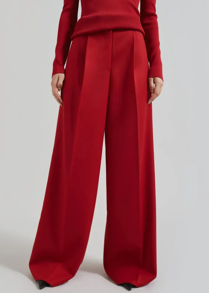 The Frankie Shop Bottoms Kamila Wide Leg Trousers 8211 Red 8211 Women