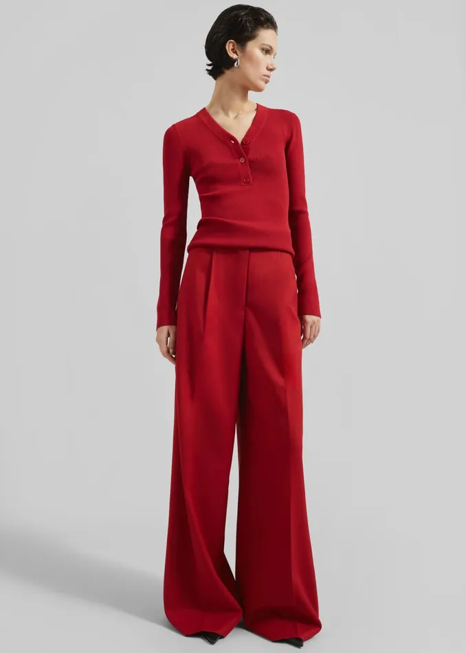 The Frankie Shop Bottoms Kamila Wide Leg Trousers 8211 Red 8211 Women
