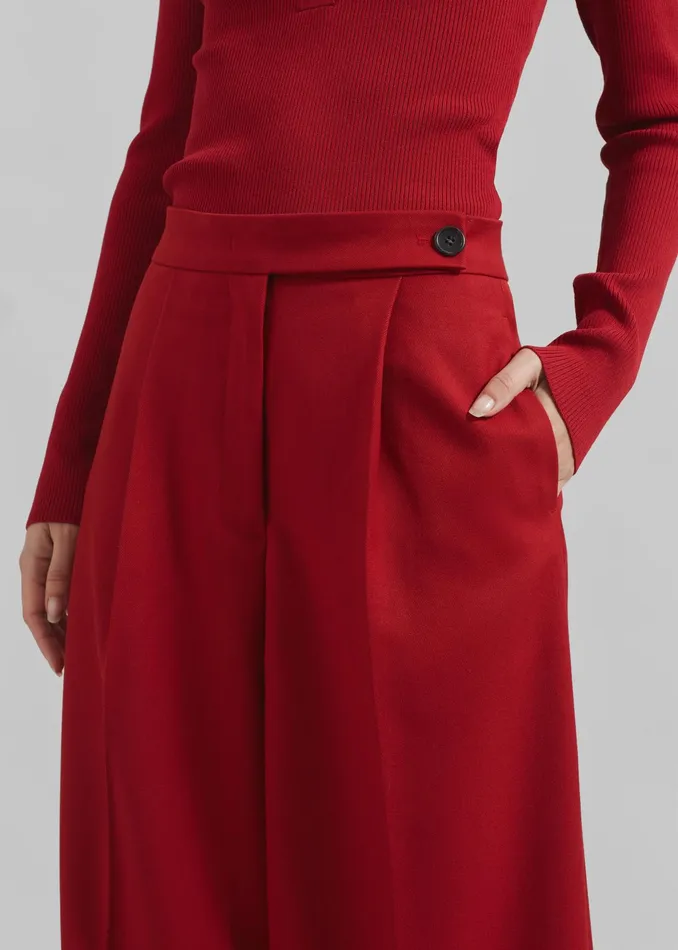 The Frankie Shop Bottoms Kamila Wide Leg Trousers 8211 Red 8211 Women