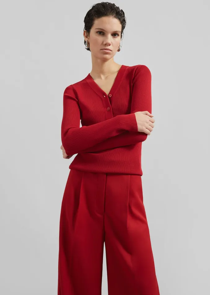 The Frankie Shop Bottoms Kamila Wide Leg Trousers 8211 Red 8211 Women