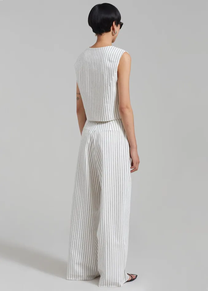 The Frankie Shop Bottoms Landry Wide Leg Trousers 8211 WhiteBlack Stripe 8211 Women