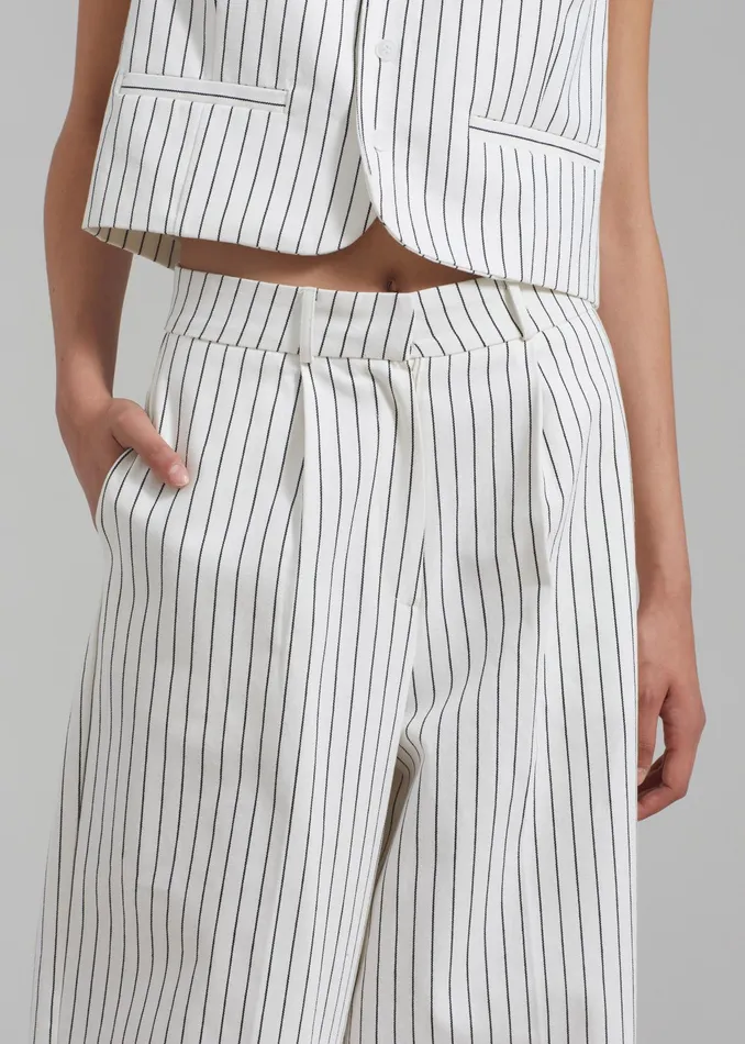 The Frankie Shop Bottoms Landry Wide Leg Trousers 8211 WhiteBlack Stripe 8211 Women
