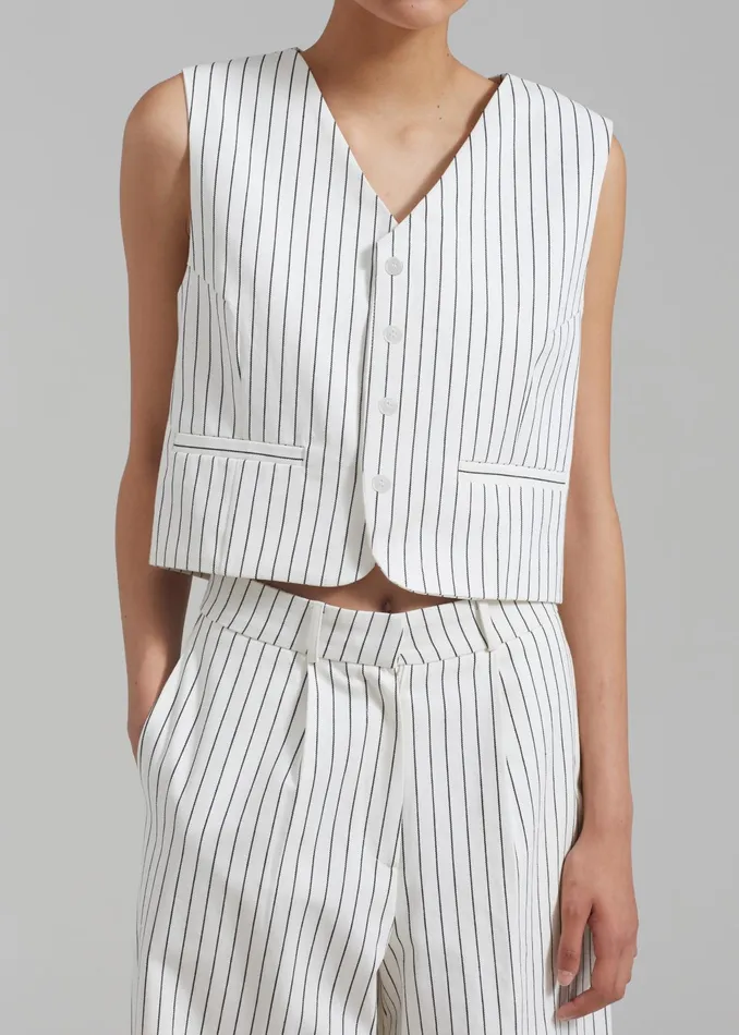 The Frankie Shop Bottoms Landry Wide Leg Trousers 8211 WhiteBlack Stripe 8211 Women
