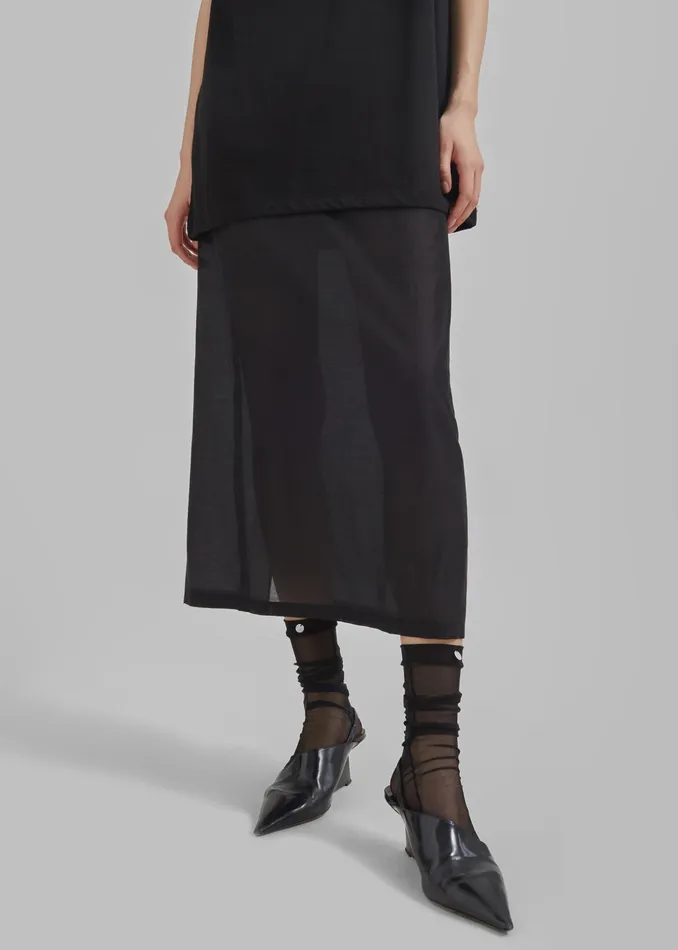 The Frankie Shop Bottoms Lenore Semi Sheer Midi Skirt 8211 Black 8211 Women