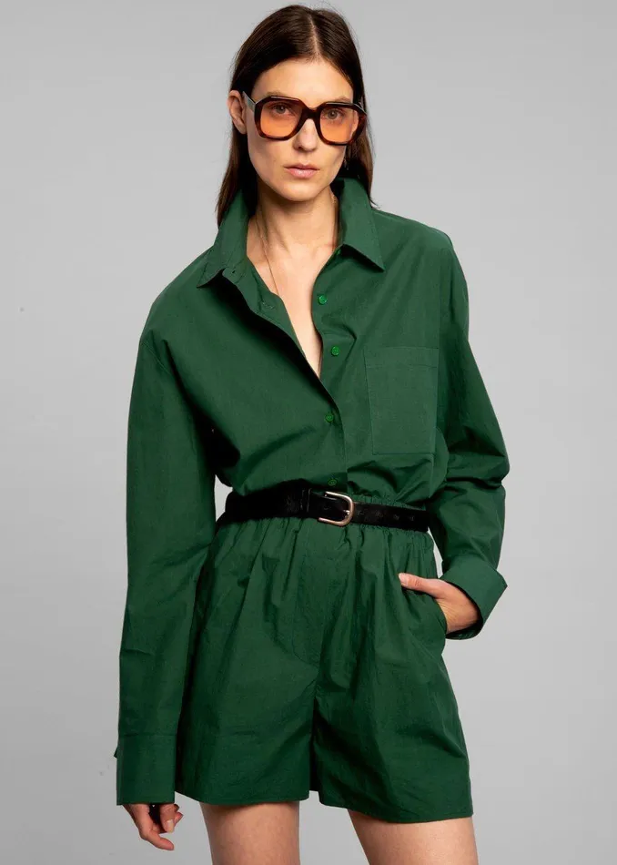 The Frankie Shop Bottoms Lui Organic Cotton Boxer Short 8211 Hunter Green 8211 Women The Frankie Shop Bottoms Lui Organic Cotton Boxer Short 8211 Hunter Green 8211 Women