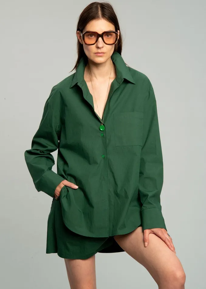 The Frankie Shop Bottoms Lui Organic Cotton Boxer Short 8211 Hunter Green 8211 Women
