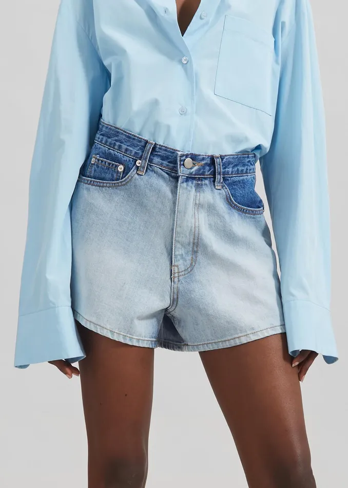 The Frankie Shop Bottoms Melina Denim Shorts 8211 Light Wash 8211 Women