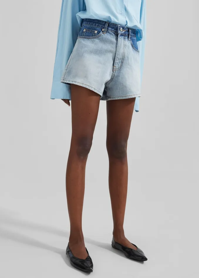 The Frankie Shop Bottoms Melina Denim Shorts 8211 Light Wash 8211 Women