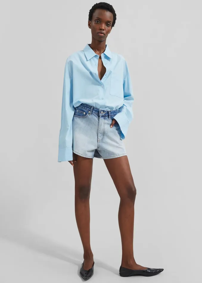 The Frankie Shop Bottoms Melina Denim Shorts 8211 Light Wash 8211 Women