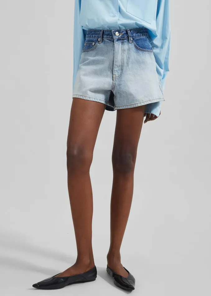 The Frankie Shop Bottoms Melina Denim Shorts 8211 Light Wash 8211 Women