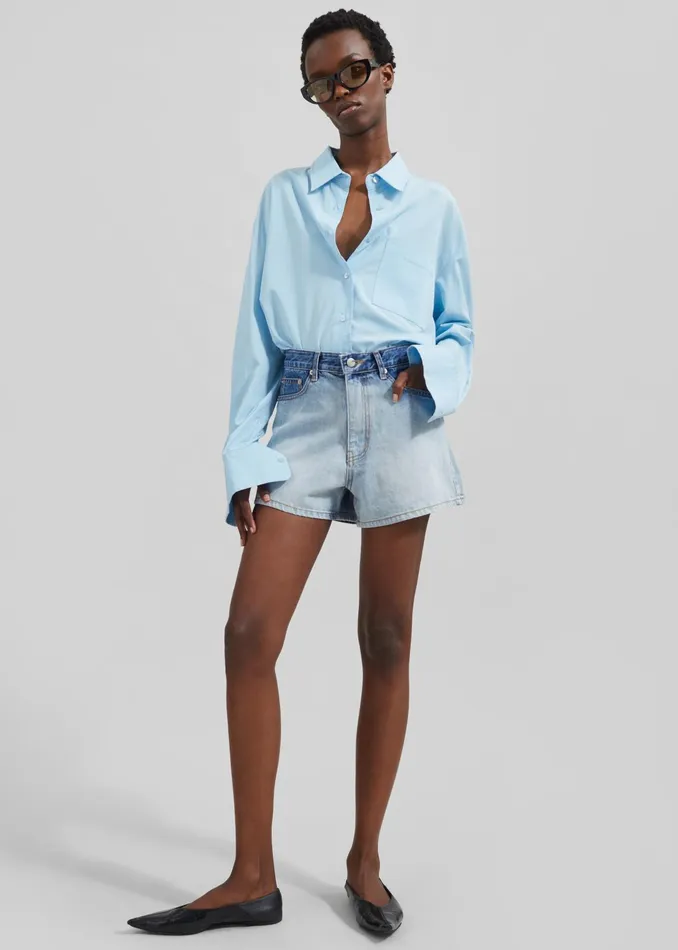 The Frankie Shop Bottoms Melina Denim Shorts 8211 Light Wash 8211 Women