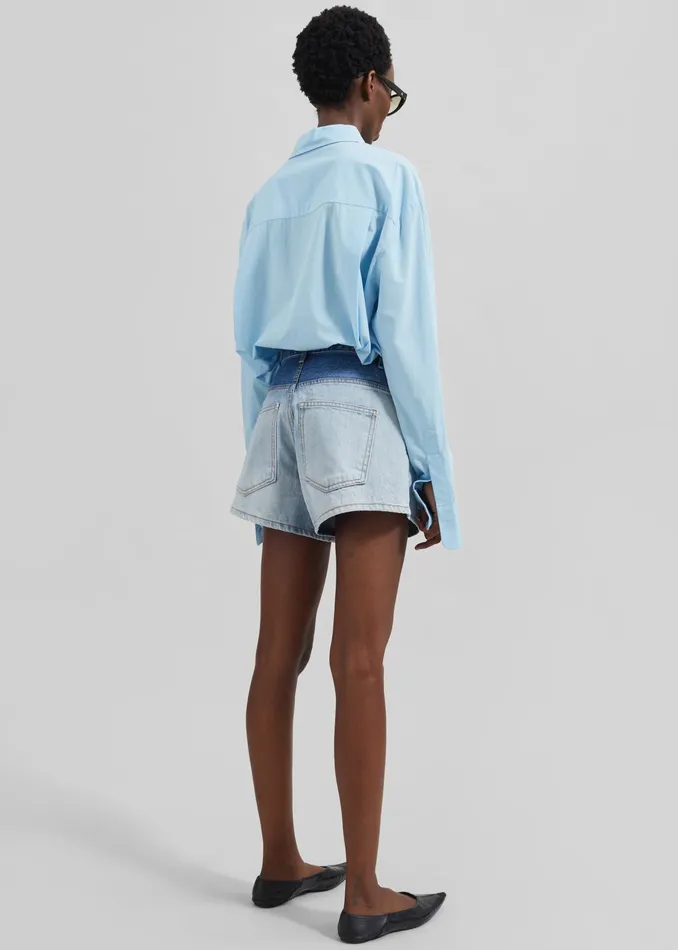 The Frankie Shop Bottoms Melina Denim Shorts 8211 Light Wash 8211 Women