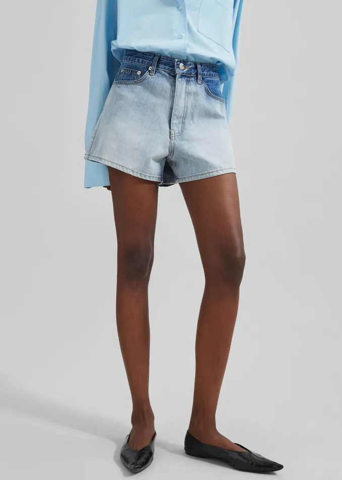 The Frankie Shop Bottoms Melina Denim Shorts 8211 Light Wash 8211 Women