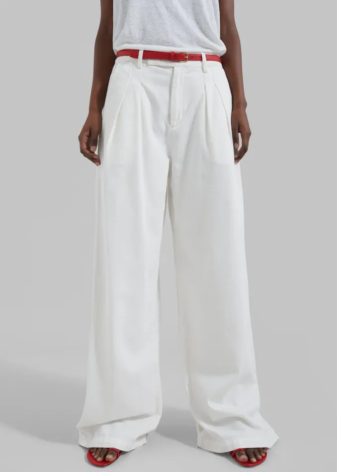 The Frankie Shop Bottoms Nolan Pleated Denim Trousers 8211 White 8211 Women