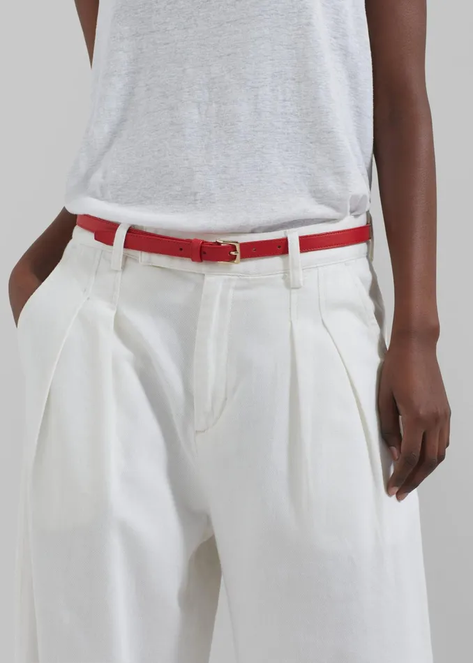 The Frankie Shop Bottoms Nolan Pleated Denim Trousers 8211 White 8211 Women