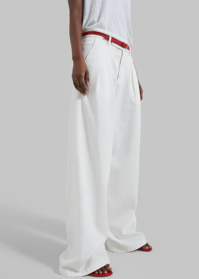 The Frankie Shop Bottoms Nolan Pleated Denim Trousers 8211 White 8211 Women