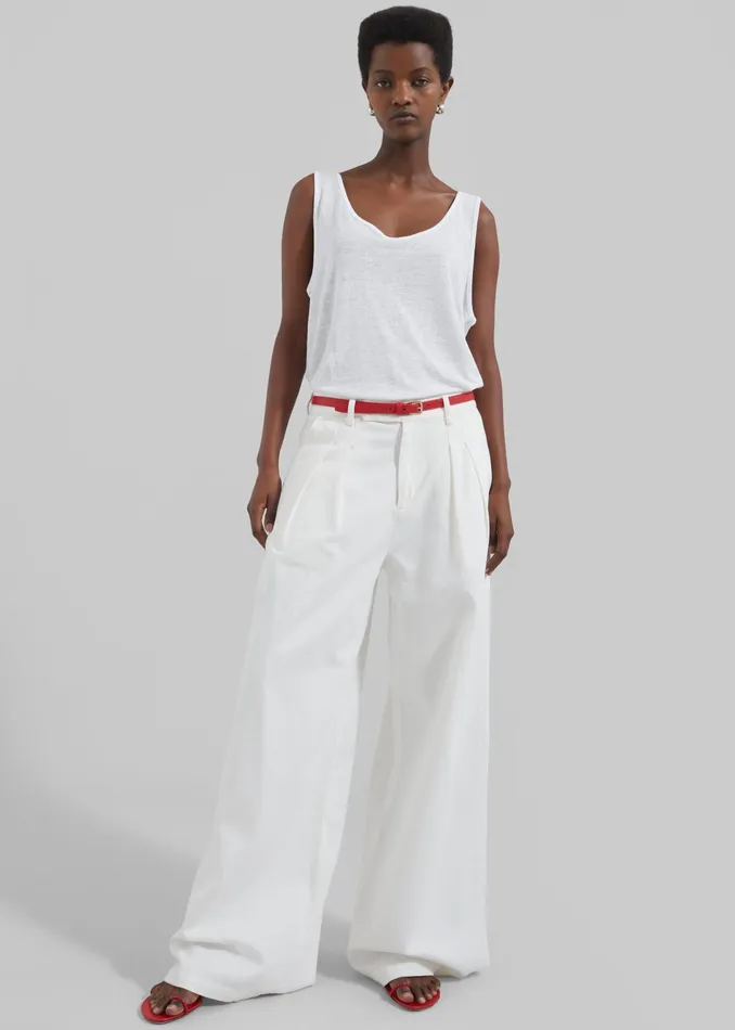 The Frankie Shop Bottoms Nolan Pleated Denim Trousers 8211 White 8211 Women