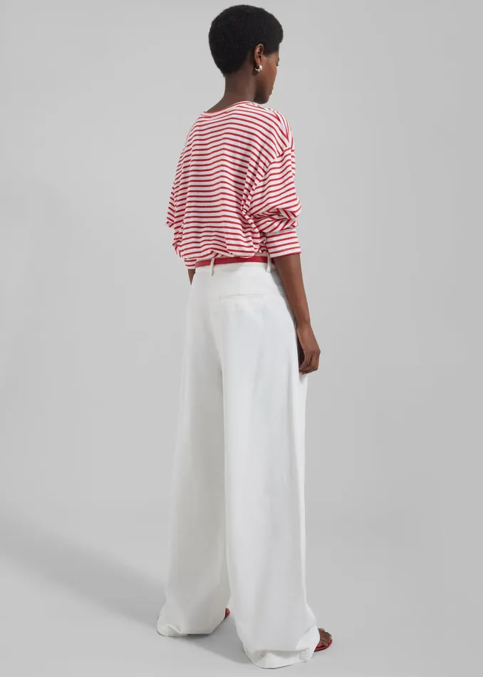 The Frankie Shop Bottoms Nolan Pleated Denim Trousers 8211 White 8211 Women
