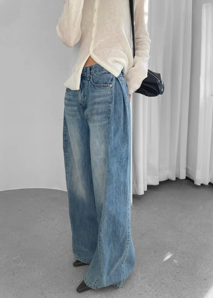 The Frankie Shop Bottoms Oakley Wide Leg Jeans 8211 Blue Wash 8211 Women