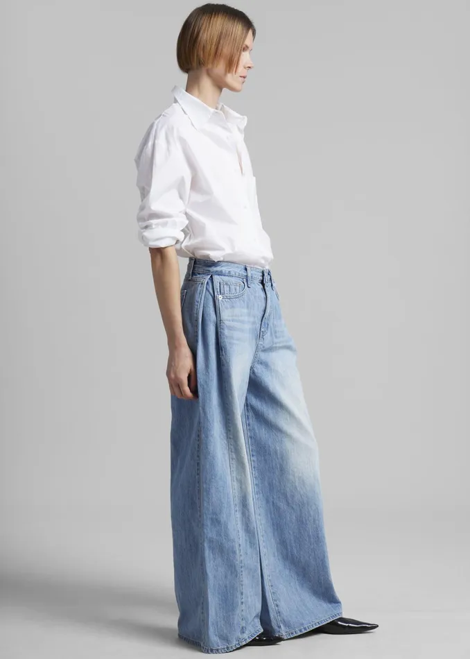 The Frankie Shop Bottoms Oakley Wide Leg Jeans 8211 Blue Wash 8211 Women