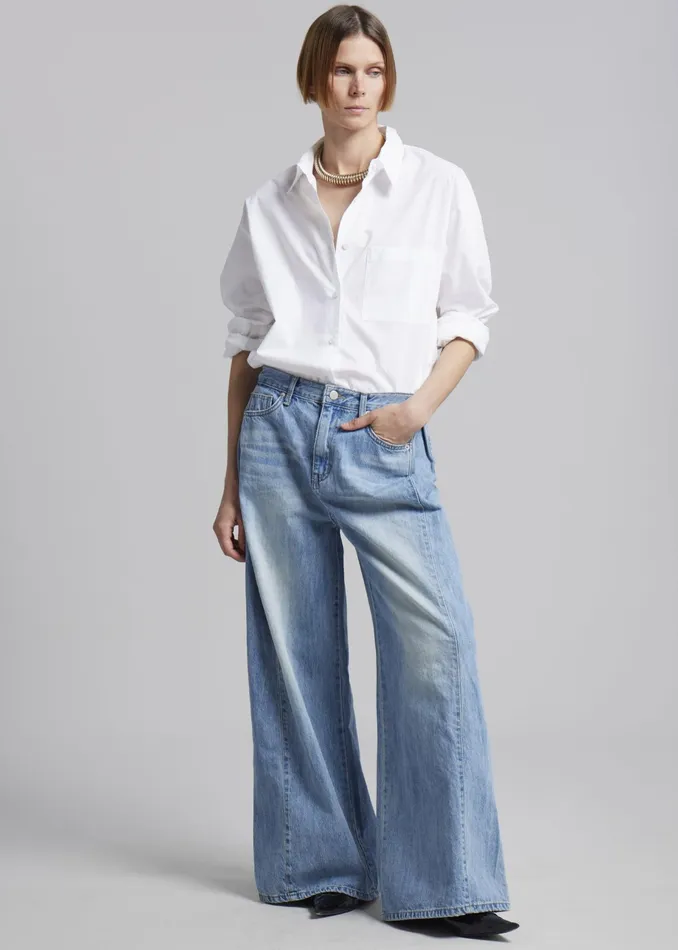 The Frankie Shop Bottoms Oakley Wide Leg Jeans 8211 Blue Wash 8211 Women