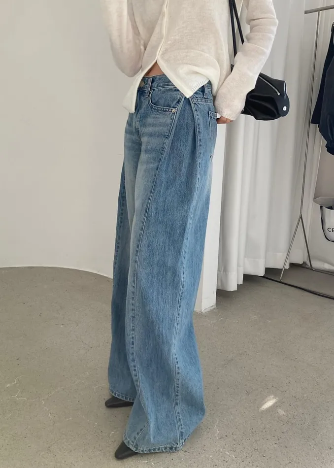 The Frankie Shop Bottoms Oakley Wide Leg Jeans 8211 Blue Wash 8211 Women