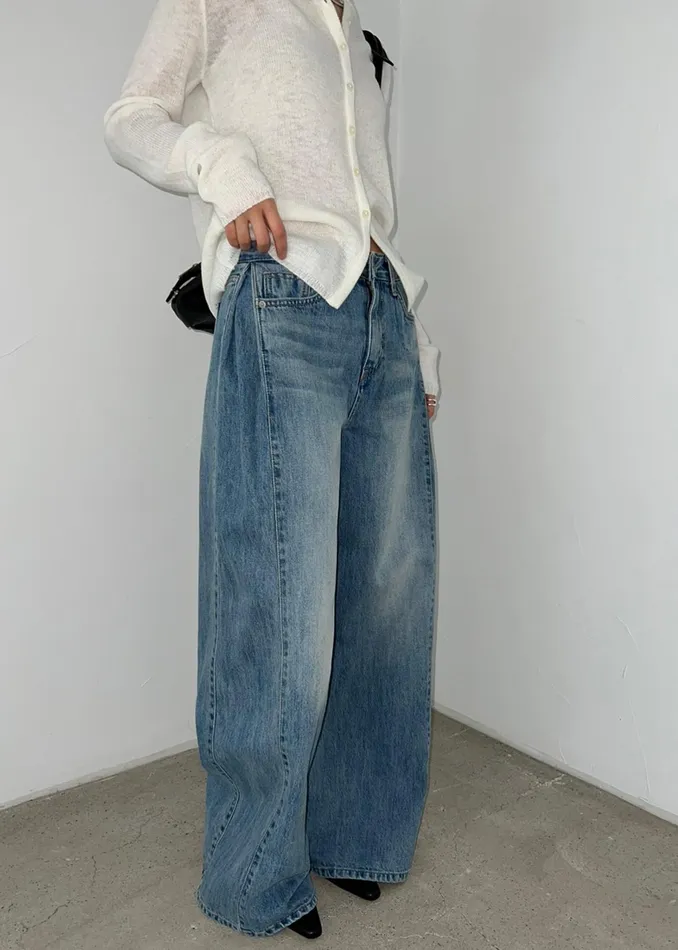 The Frankie Shop Bottoms Oakley Wide Leg Jeans 8211 Blue Wash 8211 Women