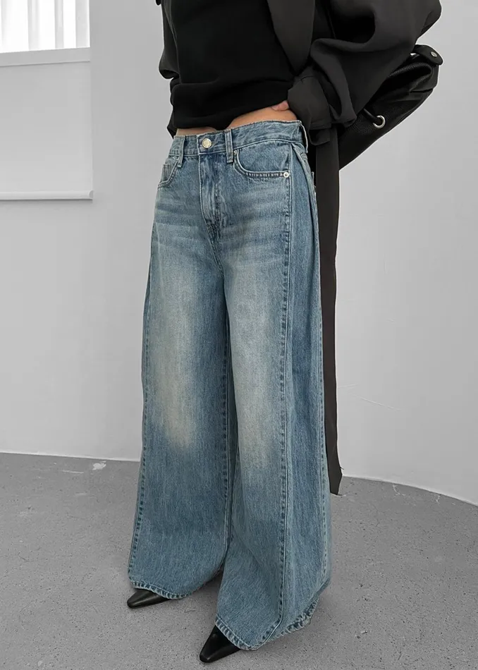 The Frankie Shop Bottoms Oakley Wide Leg Jeans 8211 Blue Wash 8211 Women