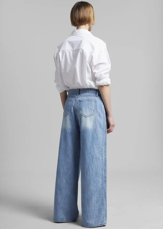 The Frankie Shop Bottoms Oakley Wide Leg Jeans 8211 Blue Wash 8211 Women