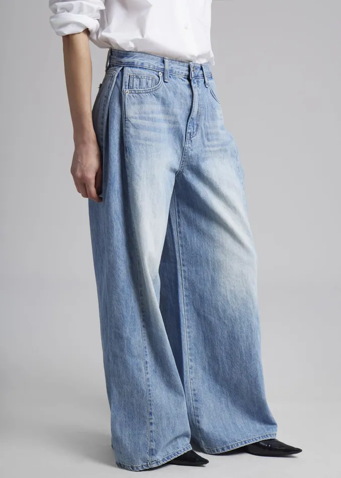 The Frankie Shop Bottoms Oakley Wide Leg Jeans 8211 Blue Wash 8211 Women