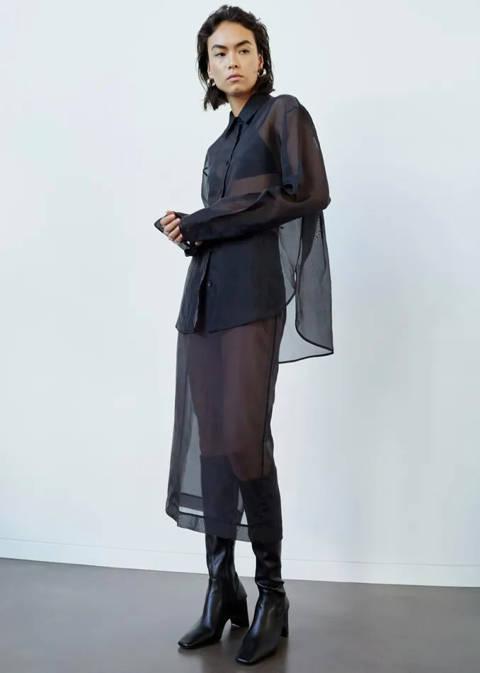 The Frankie Shop Bottoms Peri Sheer Midi Skirt 8211 Black 8211 Women