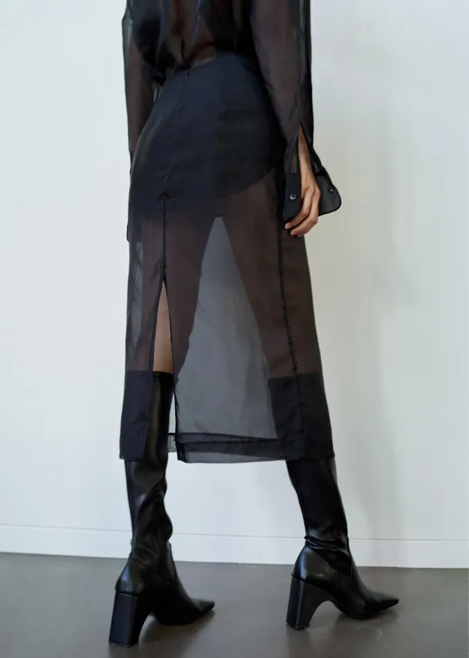 The Frankie Shop Bottoms Peri Sheer Midi Skirt 8211 Black 8211 Women