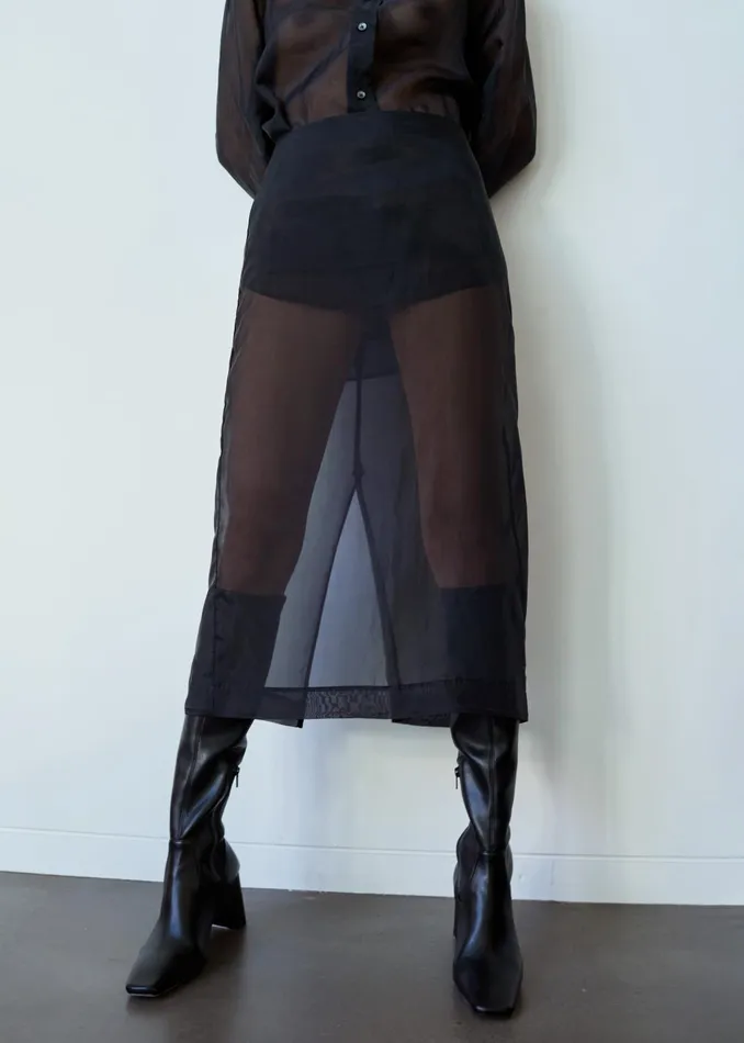 The Frankie Shop Bottoms Peri Sheer Midi Skirt 8211 Black 8211 Women