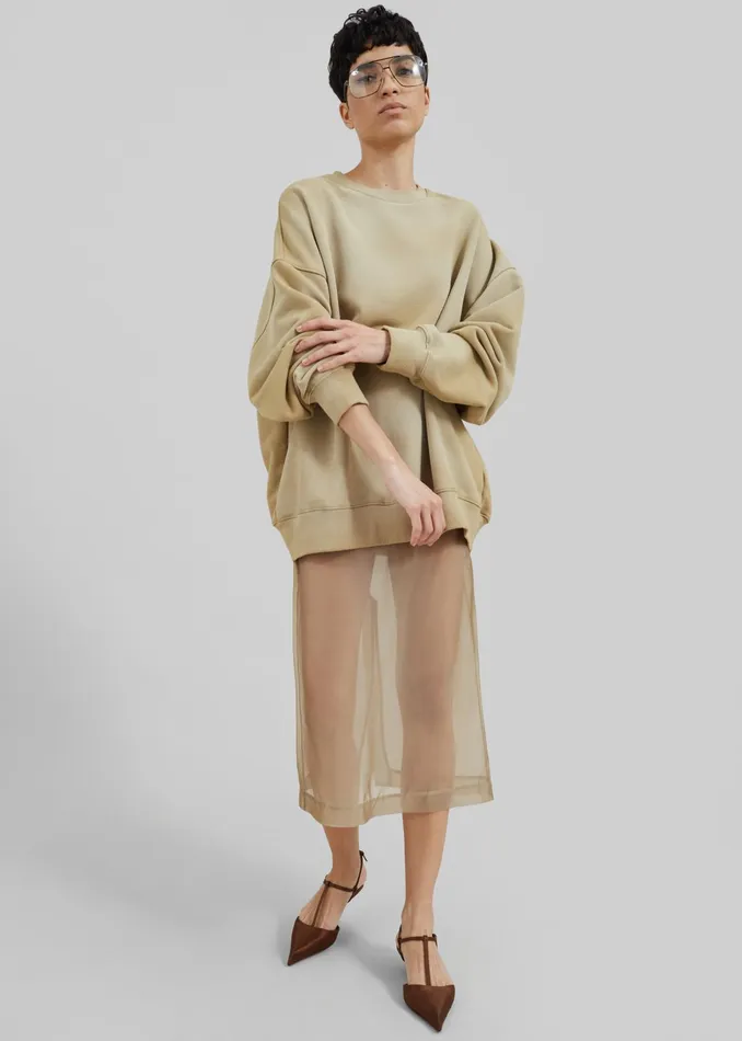 The Frankie Shop Bottoms Peri Sheer Midi Skirt 8211 Desert Sand 8211 Women