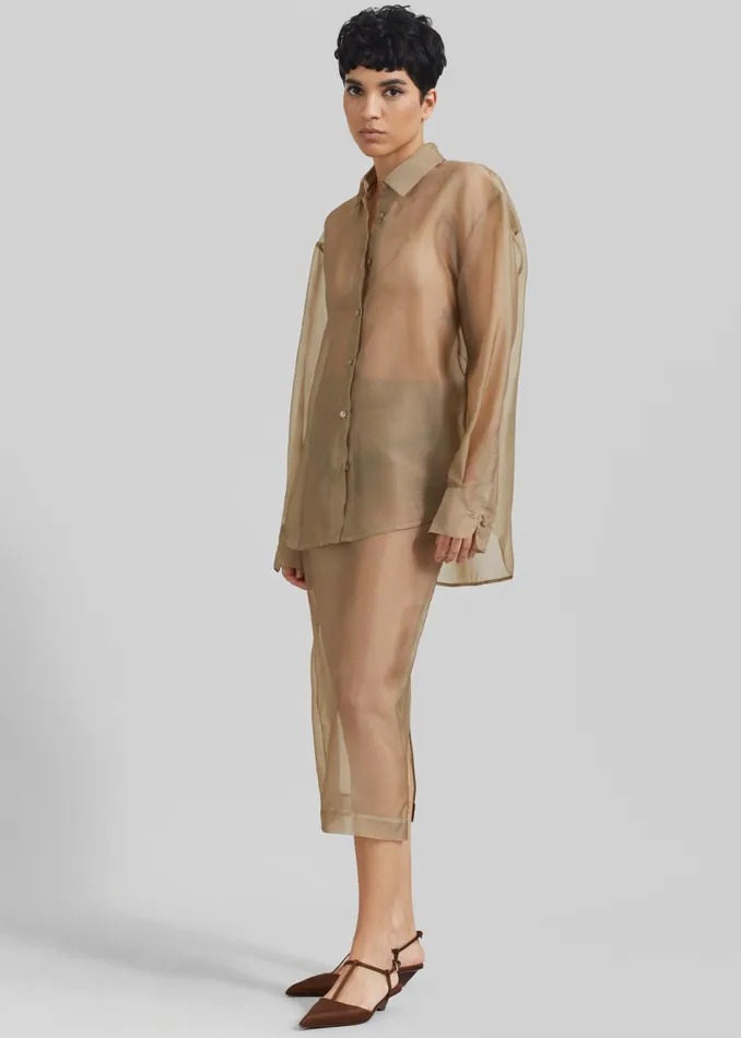 The Frankie Shop Bottoms Peri Sheer Midi Skirt 8211 Desert Sand 8211 Women