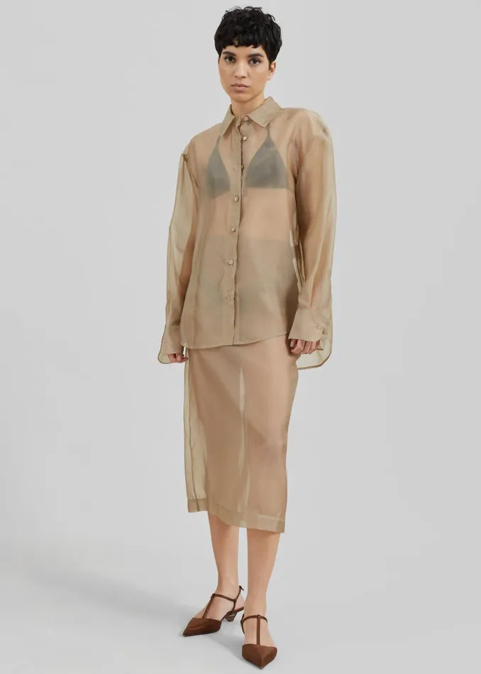The Frankie Shop Bottoms Peri Sheer Midi Skirt 8211 Desert Sand 8211 Women