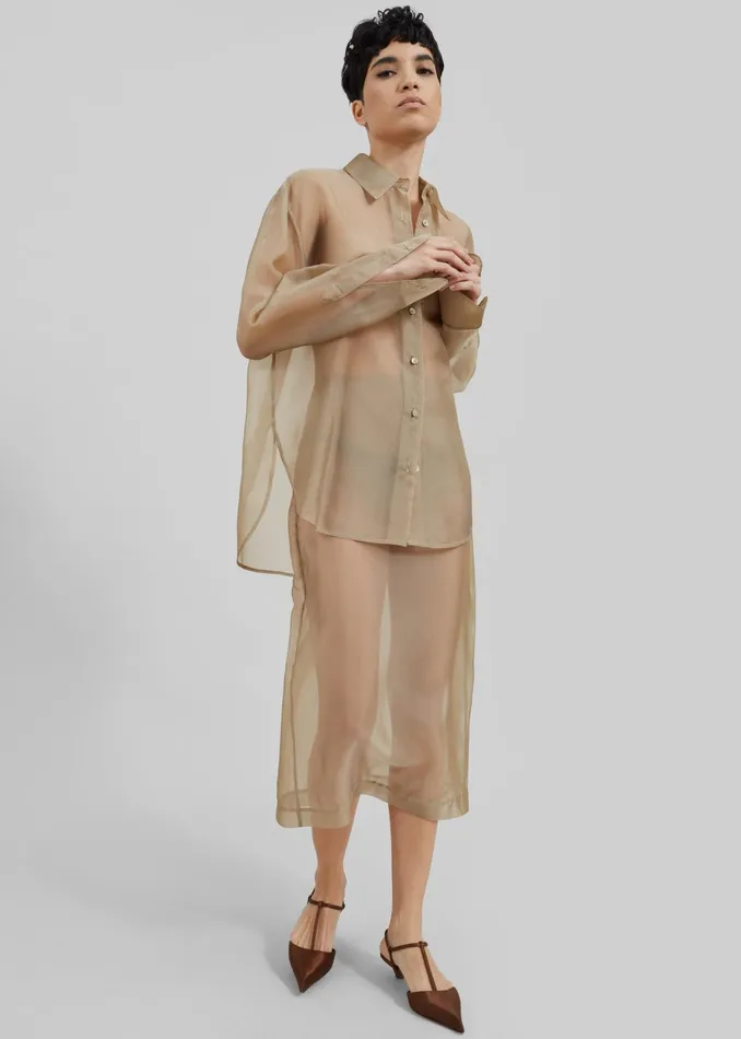 The Frankie Shop Bottoms Peri Sheer Midi Skirt 8211 Desert Sand 8211 Women