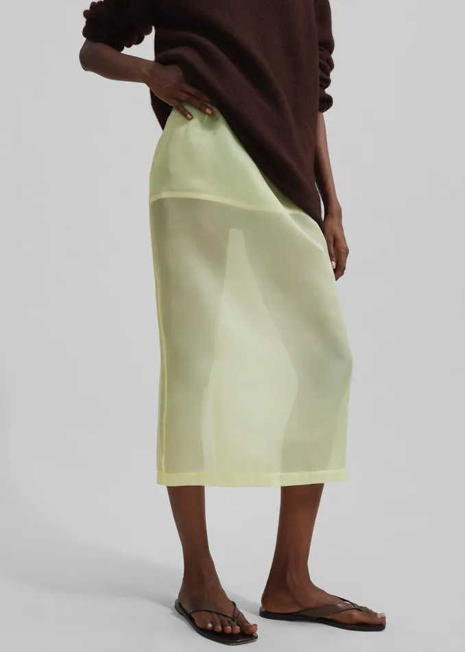 The Frankie Shop Bottoms Renna Organza Midi Skirt 8211 Yellow 8211 Women