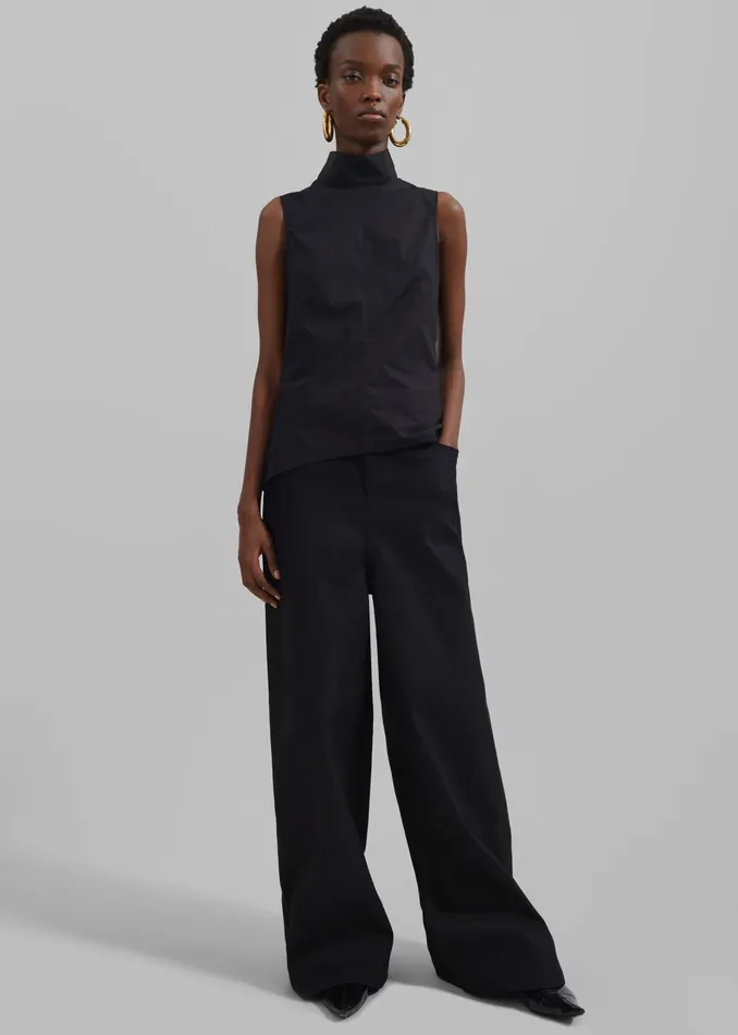 The Frankie Shop Bottoms Sasha Wide Leg Twill Pants 8211 Black 8211 Women
