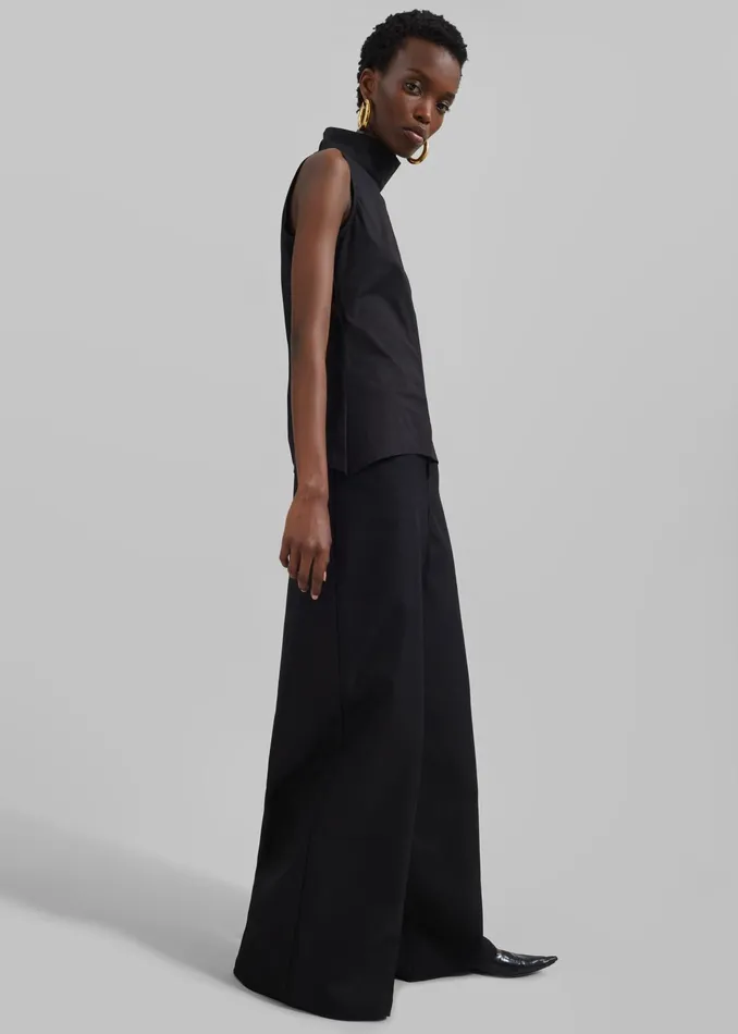 The Frankie Shop Bottoms Sasha Wide Leg Twill Pants 8211 Black 8211 Women