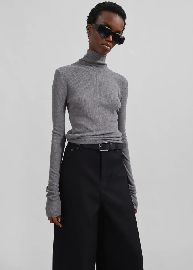 The Frankie Shop Bottoms Sasha Wide Leg Twill Pants 8211 Black 8211 Women