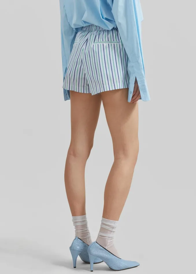 The Frankie Shop Bottoms Sinead Boxer Shorts 8211 WhiteGreen Stripe 8211 Women
