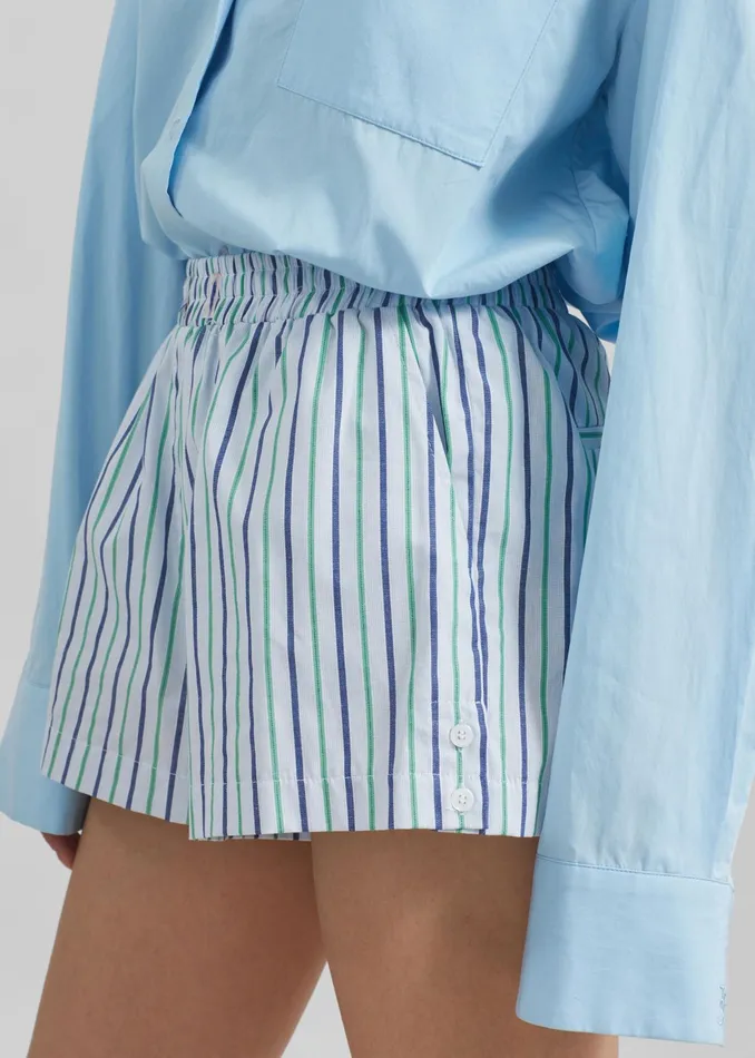 The Frankie Shop Bottoms Sinead Boxer Shorts 8211 WhiteGreen Stripe 8211 Women