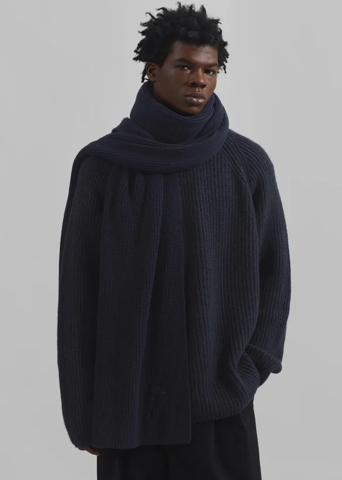 The Frankie Shop Colton Wool Scarf 8211 Navy 8211 Men
