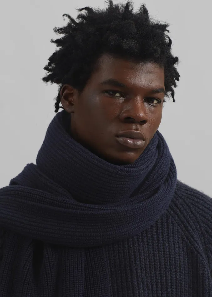 The Frankie Shop Colton Wool Scarf 8211 Navy 8211 Men